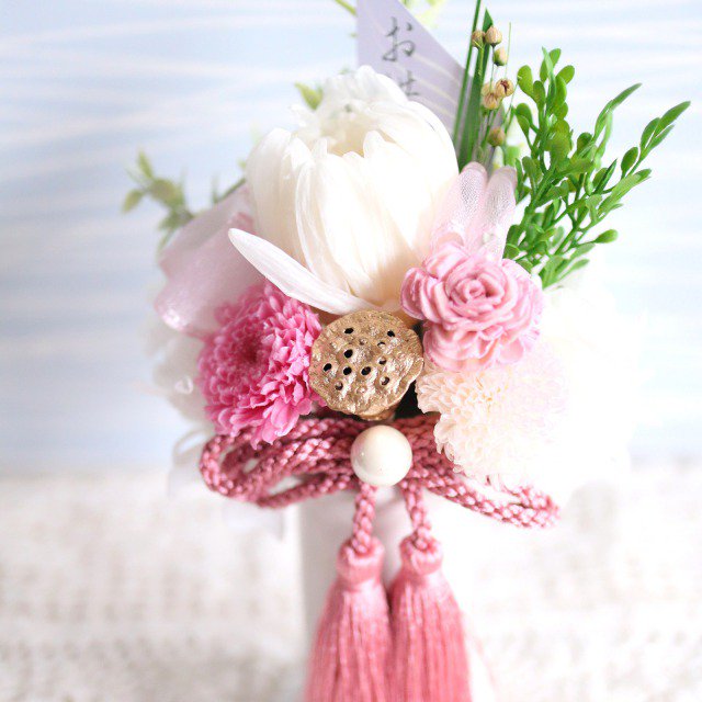 ピンクの仏花プリザーブドフラワー