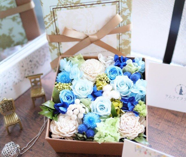 ＢＯＸプリザーブドフラワー青